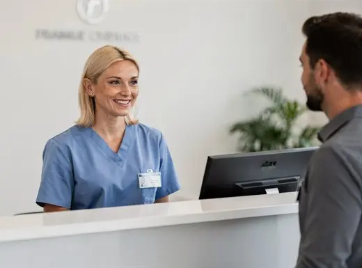 Recepcja ośrodka badań CM Clinicly w Bydgoszczy